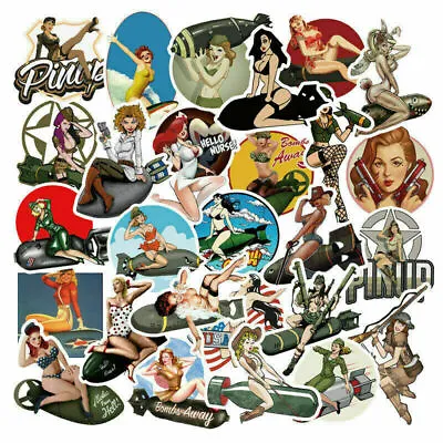 50 Pack Sexy Pin-up Girl Stickers JDM Motorcycle Racing Helmet Vinyl Decals Lot • $7.99