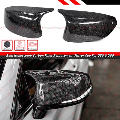 For 14-24 Infiniti Q50 Q60 M Style Honeycomb Carbon Fiber Replacement Mirror Cap • $135.99