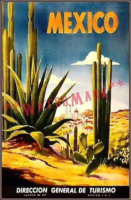 Mexico 1950  Direccion General Tourismo Vintage Poster Print Retro Style Travel  • $21.58