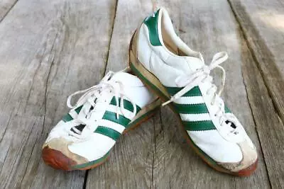 Adidas Old Sneakers Coutry Girl Made France White Green Stripes US 7.5 EU38  KK • $483.75