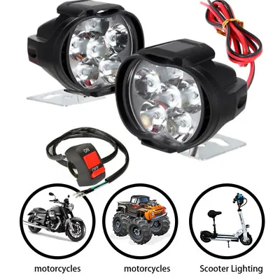 $14.90 • Buy 2x Motorcycle Waterproof 12LED Headlight Light Driving Fog Spot Lamp & Button