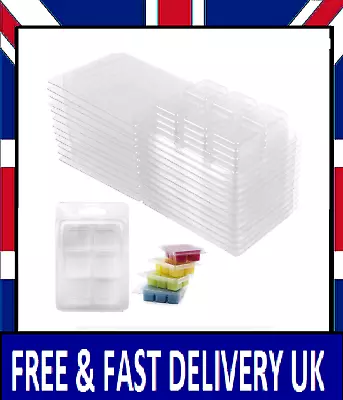 Wax Melt Molds 50 Pcs 6 Cavity Resuable Clear Plastic Clamshell Mould Cube Tray • £11.76