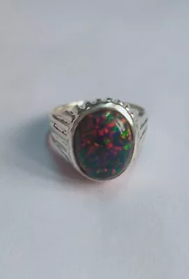 Handmade 925 Sterling Silver Gorgeous Genuine Australian Opal Handmade Mens Ring • $120.15