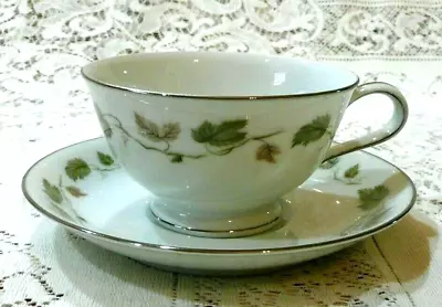 Set Of 8 Vineyard 6449 By Noritake CHINA Brown Green Leaves Cup & Saucers • $43.20