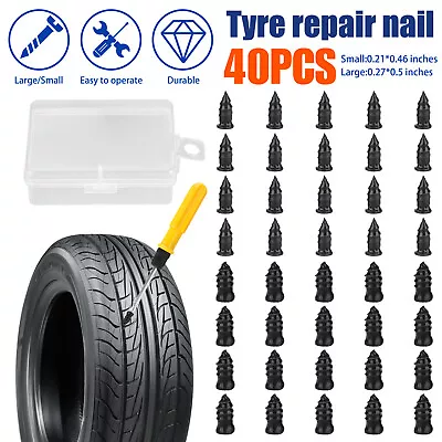 40pcs Tire Repair Rubber Nail Car Tire Repair Screw In Rubber Plug Nail Vacuum • $7.78