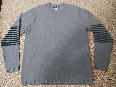 Patagonia Lambswool Crewneck Sweater Gray Black Striped Mens Size L Great Shape! • $29.95