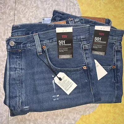 LOT OF 2 PAIRS Of Levi's 501 '93 STRAIGHT Denim Jeans W38 L32 Brand New NWT • $60