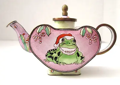 Mini Enamel Copper Heart Shaped Teapot Christmas Santa Frog • $24