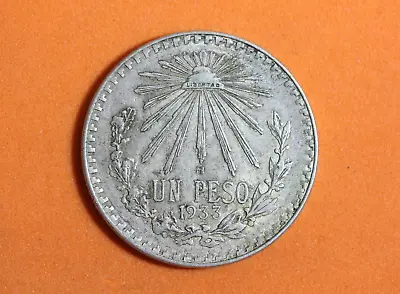 1933 Mexican's Un Peso .72 Fine Silver Coin Mexico #P12597 • $22