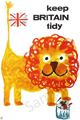 VINTAGE POSTER Keep Britain Tidy Lion 60s 70s Retro Art Print A3 A4 Kids Bedroom • £9.99