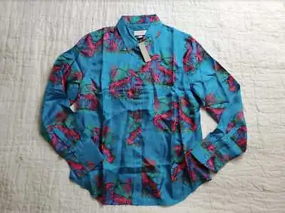 New Women's 10 14 20 J Crew Collection Silk Twill Shirt In Lobster Print • $109.99