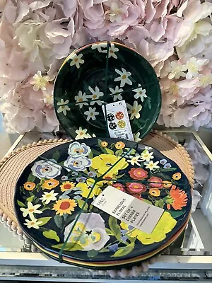 M &S  8pc Set4 Melamine Dinner Plates 4 Large Pasta Bowls Expressive Floral • £25