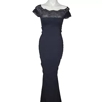 Chiara Boni La Petite Robe Black Nasir Lace Bodice Mermaid Gown Dress Sz 40 4 • $169.99