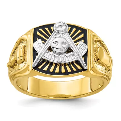 14K Two Tone Gold Mens Black Past Master Mason Signet Freemason Masonic Ring • $1947