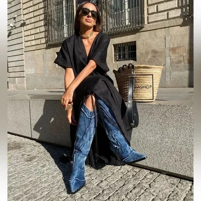 $249 • Buy Zara Denim Cowboy Boots