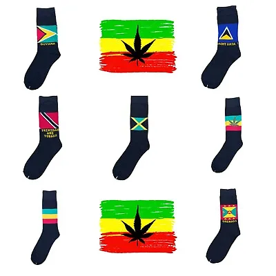 £5.99 • Buy Mens Trinidad St Lucia Grenada Guyana Jamaica Rasta Reggae  Festival Flag Socks