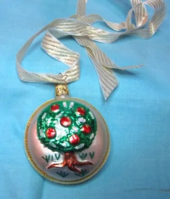 Vintage Old World Christmas Ornament Inge Glas Cherry Tree 2 Sided Blown Glass • $12.45