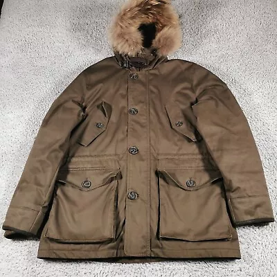 Hackett Arctic Parker Mens Large Olive Down Filled Jacket Coat • $120.01