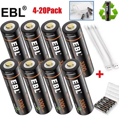 EBL Lot USB Rechargeable Lithium AAA AA Batteries 1.5V+Micro USB Cable For Mouse • £48.99