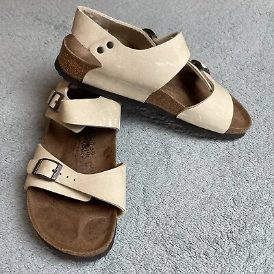 Birkis By Birkenstock Beige Vegan Leather Sandals 38 245 L7 M5 • $40