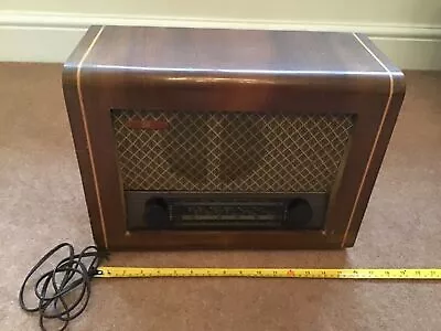 Vintage 1950’s Pye Cambridge England Valve Radio With Mahogany Case • $99.60