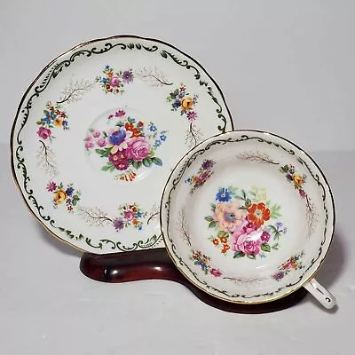 Copelands Grosvenor Teacup And Saucer Floral England Vintage • $20.87