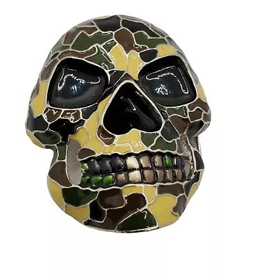 Grim Reaper Skull Belt Buckle Silver Tone Metal Camouflage Enamel  4 Inch • $29.99