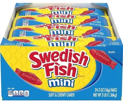 SWEDISH FISH Mini Soft & Chewy Candy 24 - 2 Oz Bags NEW Exp 3/2024  • $19
