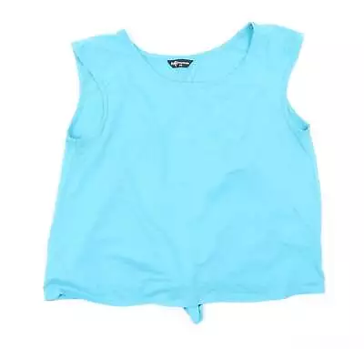 Internacionale Womens Blue Cotton Basic Tank Size 10 Round Neck - Open Back • £5.50