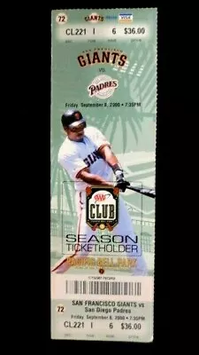 San Francisco Giants Vs Sd Pardes Game #72 Ticket Stub 9/8/00 At Pac Bell Park • $16.81