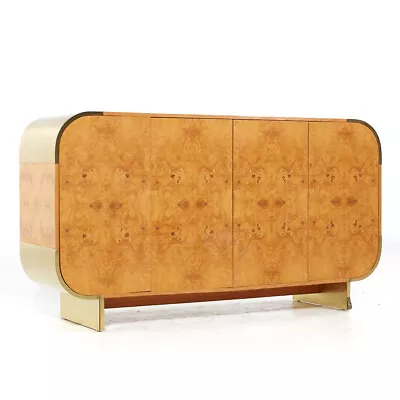 Leon Rosen For Pace Style Mid Century Brass And Burlwood Credenza • $5447