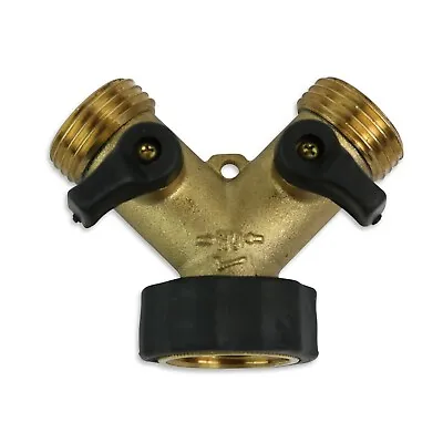 Y Valve Connector Outdoor 2 Way Brass Garden Hose Splitter Adapter RV Water ¾” • $11.99