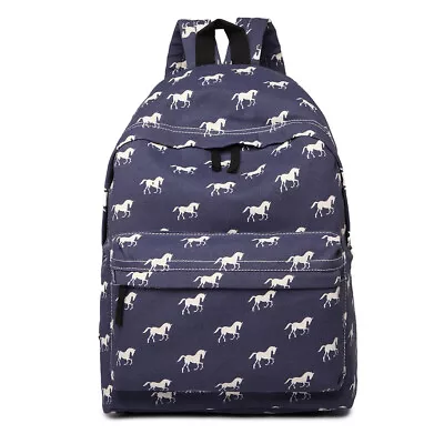 Horse Print Backpack Travel Rucksack Laptop Bag Boys Girls Retro School • £8.99