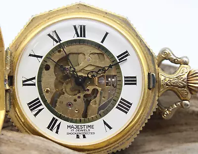 MAJESTIME SWISS POCKET WATCH 17j 46.8mm OVERWOUND (JN2) • $39.95