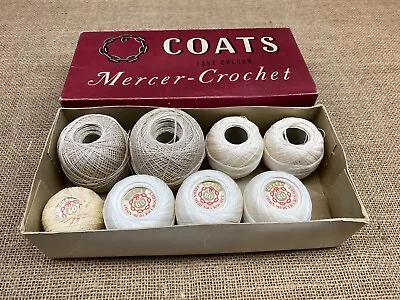 Vintage Box Coats Mercer Crochet Cotton Thread Balls-box 2 • £10