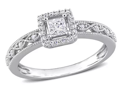 3/8 Carat (ctw H-I I2-I3) Diamond Engagement Ring In 10K White Go • $749