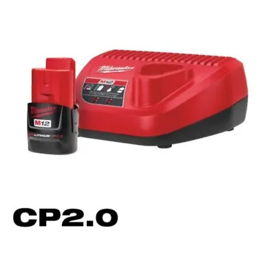 Milwaukee M12 CP2.0 12V 2.0Ah Battery (48-11-2420) & Charger Kit (48-59-2401) • $34.95