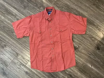 Vtg? Wrangler Western Wear Red Button Up T Shirt Short Sleeve Size Medium Cotton • $5.99