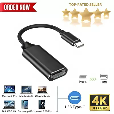 USB Type C To HDMI 3.1 Cable Adapter For Andriod Phone 4K HD TV Video Converter • £4.89