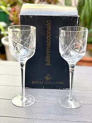 ROYAL DOULTON Pair Cut Crystal WINE GLASSES Julien MacDonald • $55