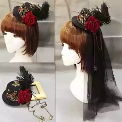 2024 Women Girls Retro Steampunk Mini Hat Lolita Small Hat • $33.02