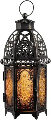 Moroccan Lantern Decorative Outdoor 12.8 Vintage Metal Holder Hanging Lantern • $30.74