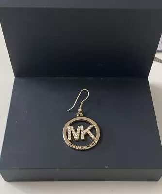 Designer Michael Kors Goldtone Rhinestone Logo Dangle Replacement Earring Single • $10.99