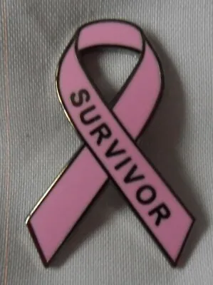 *NEW* Breast Cancer Survivor Pink Awareness Ribbon Enamel Badge / Brooch.Charity • £3.99