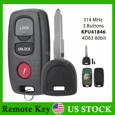 For Mazda 3 2004 2005 2006 Remote Key Fob KPU41846 + Ignition Chip Key 63 80bit • $16.79