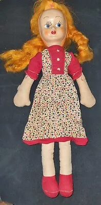 Vintage Cloth Body Rag Doll With Hard Plastic Face. Collectors Item • £17