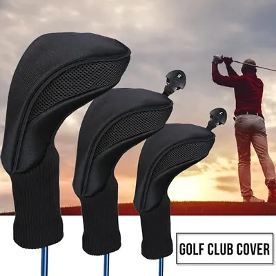$22.67 • Buy 3Pcs Golf Club Head Covers Set Driver 1 3 5 Fairway Woods Headcovers Long Neck