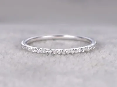 0.50Ct Lab-Created Thin Micro Pave Wedding Eternity Band Ring In 14K White Gold • $225