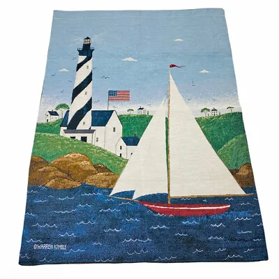 $44.99 • Buy Coastal Breeze Lighthouse Sailboat Tapestry Wall Hanging ~ Artist, Warren Kimble