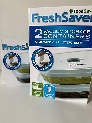 $40 • Buy FoodSaver FreshSaver (Lot 2) Vacuum Storage Containers 1/2 Quart Size- New*Read